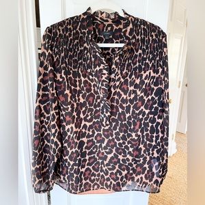 Cheetah print silk blouse, size L, Jcrew